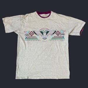 Vintage 1991 Lifestyles Thunderbird Grey T-Shirt Adult Size Large Aztec Western